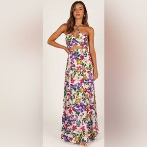 Petal & Pup White Floral Halter Skirt Set with Purple & Pink Flowers